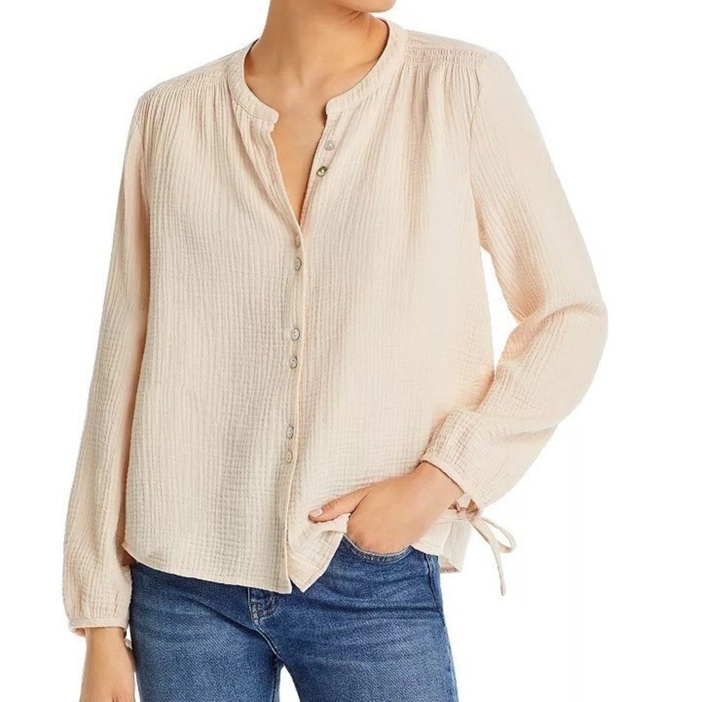 Faherty Everleigh Dream Cotton Top Gauze Button Front Size M Lightweight